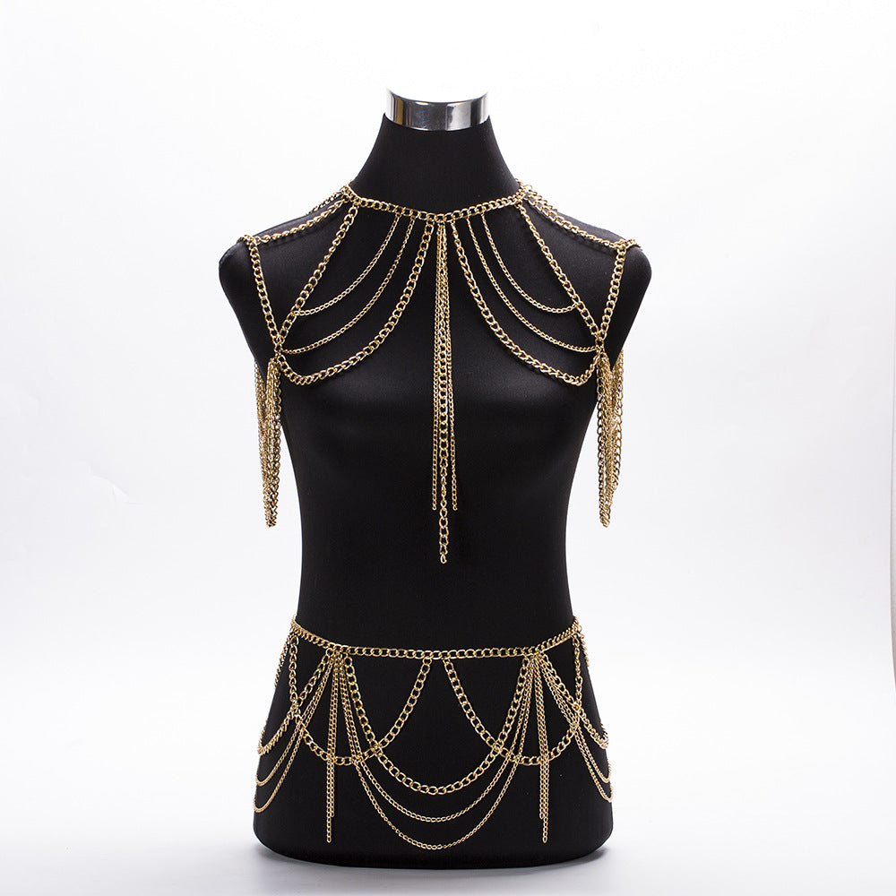 Layered Silver Chain Body Harness