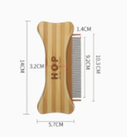 Dual-Sided Pet Grooming Comb with Bamboo Handle, Bone-Shaped Dog & Cat Dematting Comb for Detangling, Deshedding & Finishing All Coats