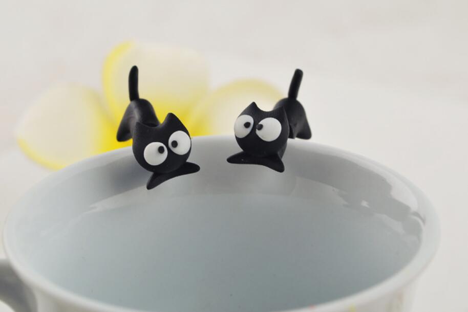 Cartoon Cat Ear Studs, Polymer Clay Earrings