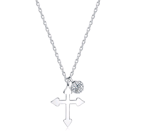 Cross Pendant Necklace with Zirconia Charm