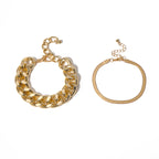 Gold Herringbone Flat Chain Bracelet