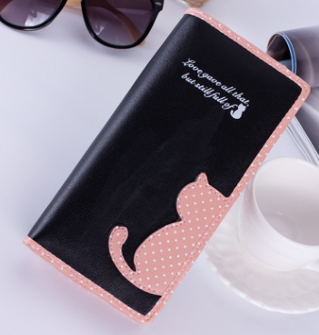 Cute Cat Long Wallet with Colorful Design (One Piece)
