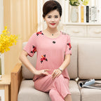 Summer Cotton Sleepwear Set for Older Women