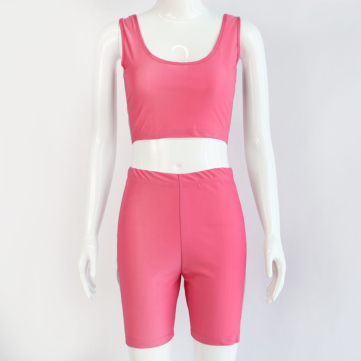 Women’s Reflective Strap Crop Top & High-Waist Shorts Set