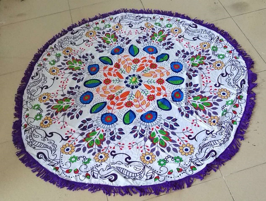 Round Fringed Mandala Beach Towel