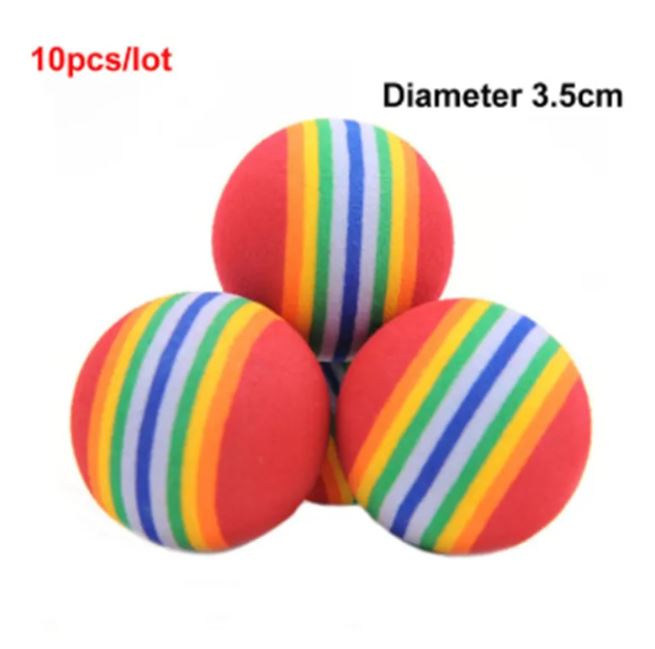 Rainbow Foam Cat Balls, Soft EVA Lightweight Bouncy Play Balls for Cats & Kittens, Colorful Interactive Chase & Pounce Toy, 3.5cm, Multipack