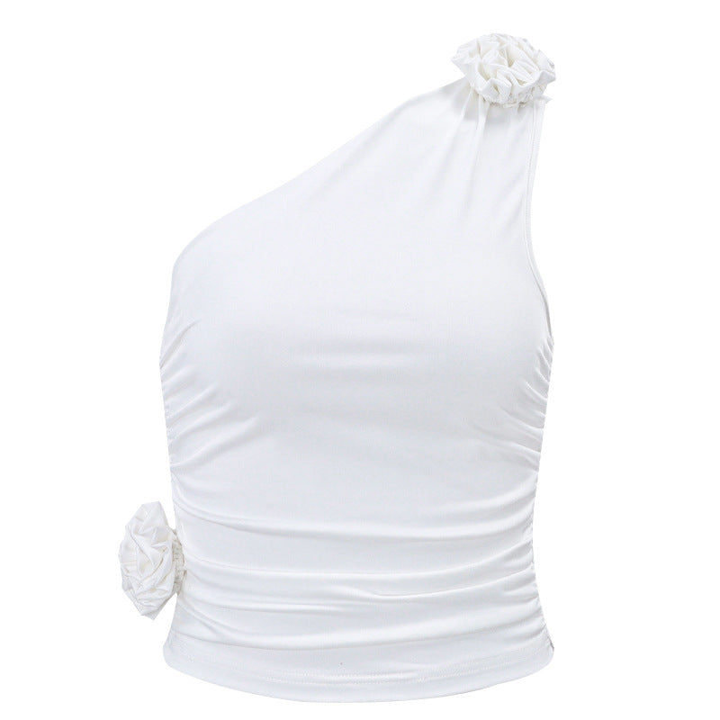 Spring 2023 Sexy Off-Shoulder Ruched Tank Top