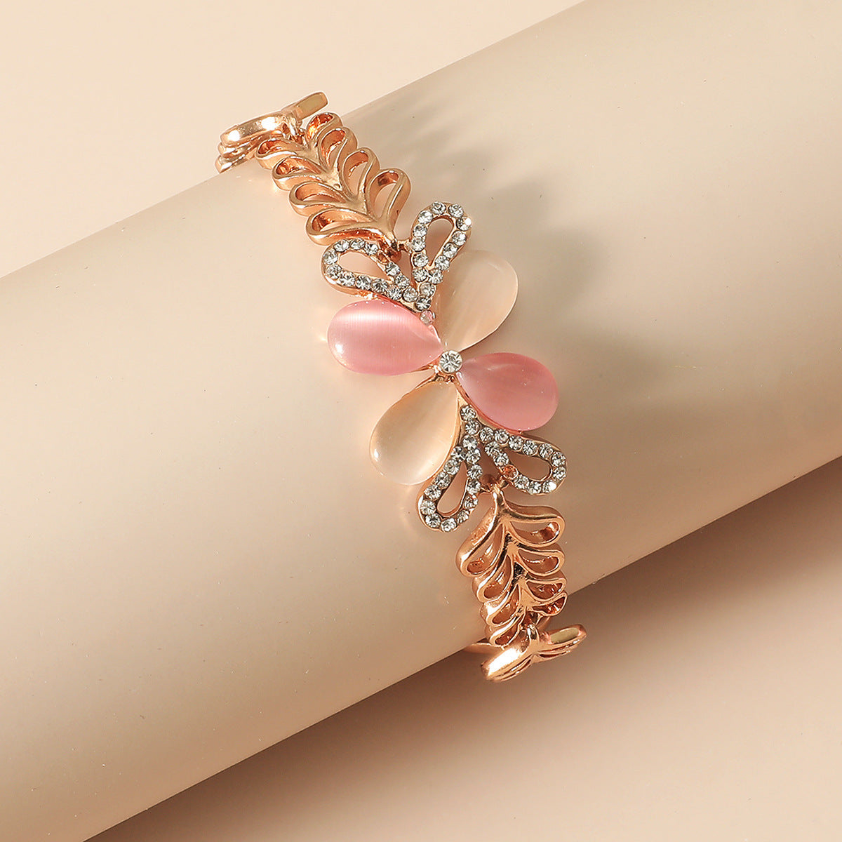 Floral Cat's Eye Stone Bracelet for Women