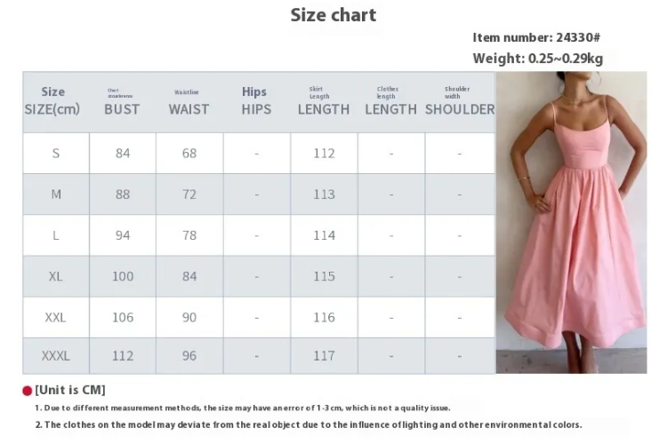Women's Low-Cut Slim Fit Spaghetti Strap Midi Dress