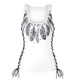 New Digital Print Feather Pattern Women's Tank Top