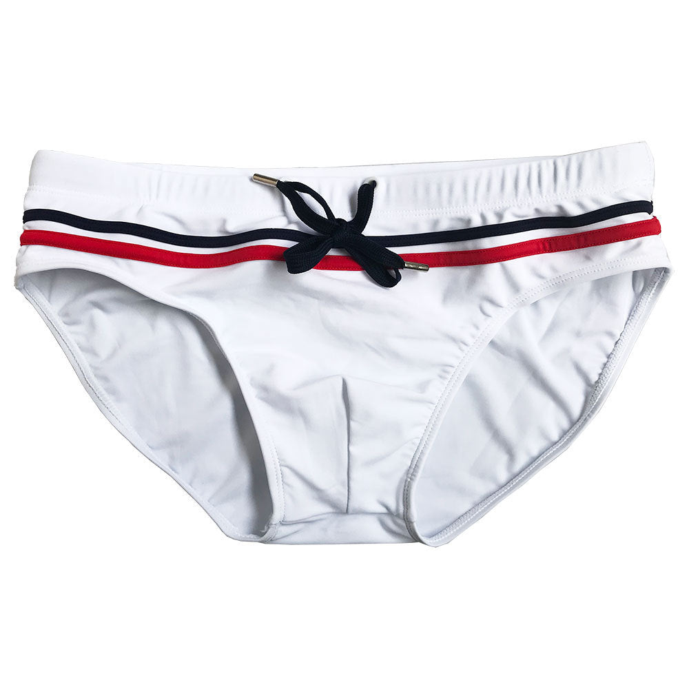 Men's Striped Yellow Swim Briefs