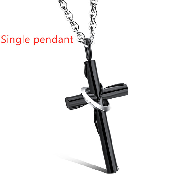 Stainless Steel Black and Silver Cross Necklace