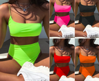 Neon Bandeau High-Waist Two-Piece Swimsuit