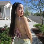 U-neck Backless Crochet Slim-fit Tank Top