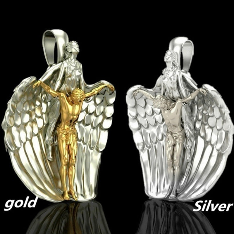 Angel and Christ Pendant Necklace