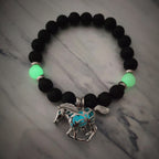 Lava Rock Beaded Bracelet with Glow-in-the-Dark Horse Charm