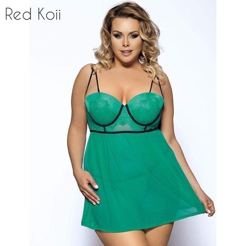 Plus Size Lace Underwire Babydoll Chemise