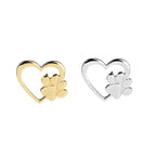 Silver Heart Paw Print Brooch