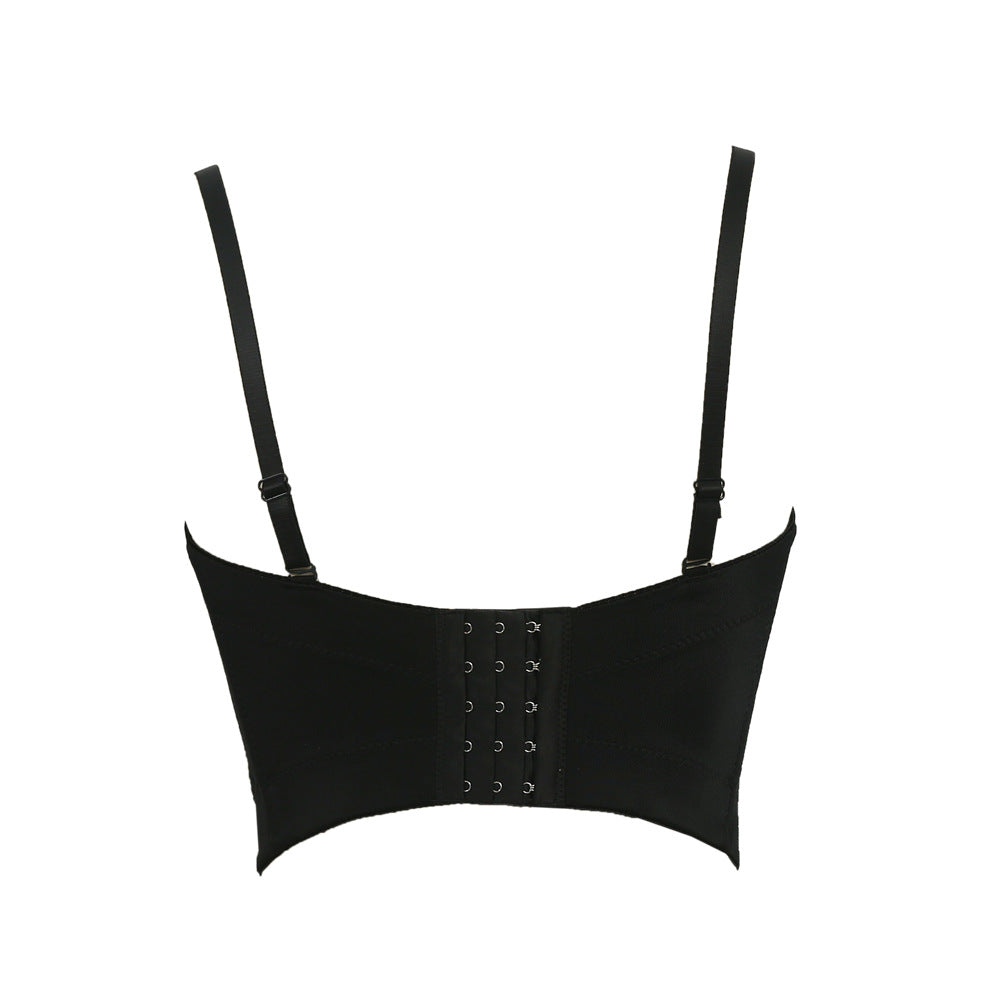 Beaded Crop Top with Rhinestone Straps
