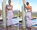 Women's Sexy Two-Piece Dress Set with Crop Top