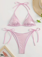 Floral Lace Applique String Bikini Set
