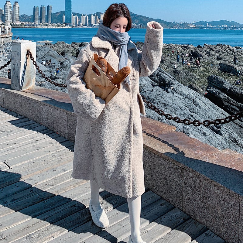 Women's Padded Lamb Wool Teddy Suit Coat