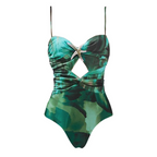 Green Tie-Dye Beach Cover-Up Skirt and Swimsuit Set
