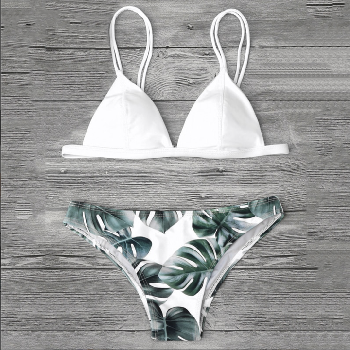 Palm Leaf Print Two-Piece Bikini Set