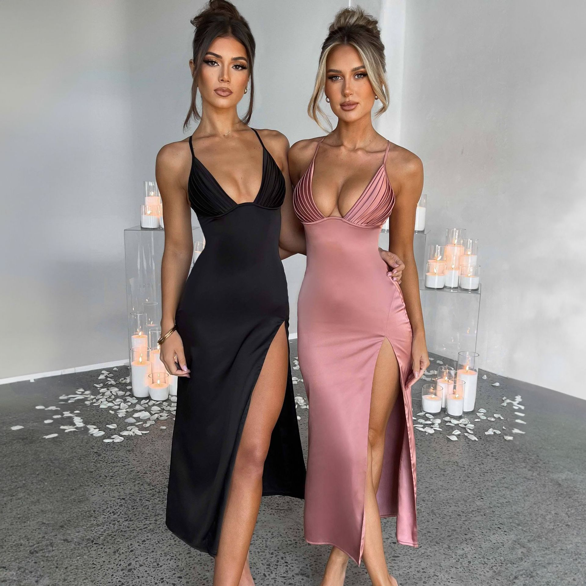 Spaghetti Strap Deep V Bodycon Party Dress