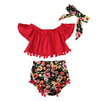 Summer Girls' Short Sleeve Top & Floral Shorts Set