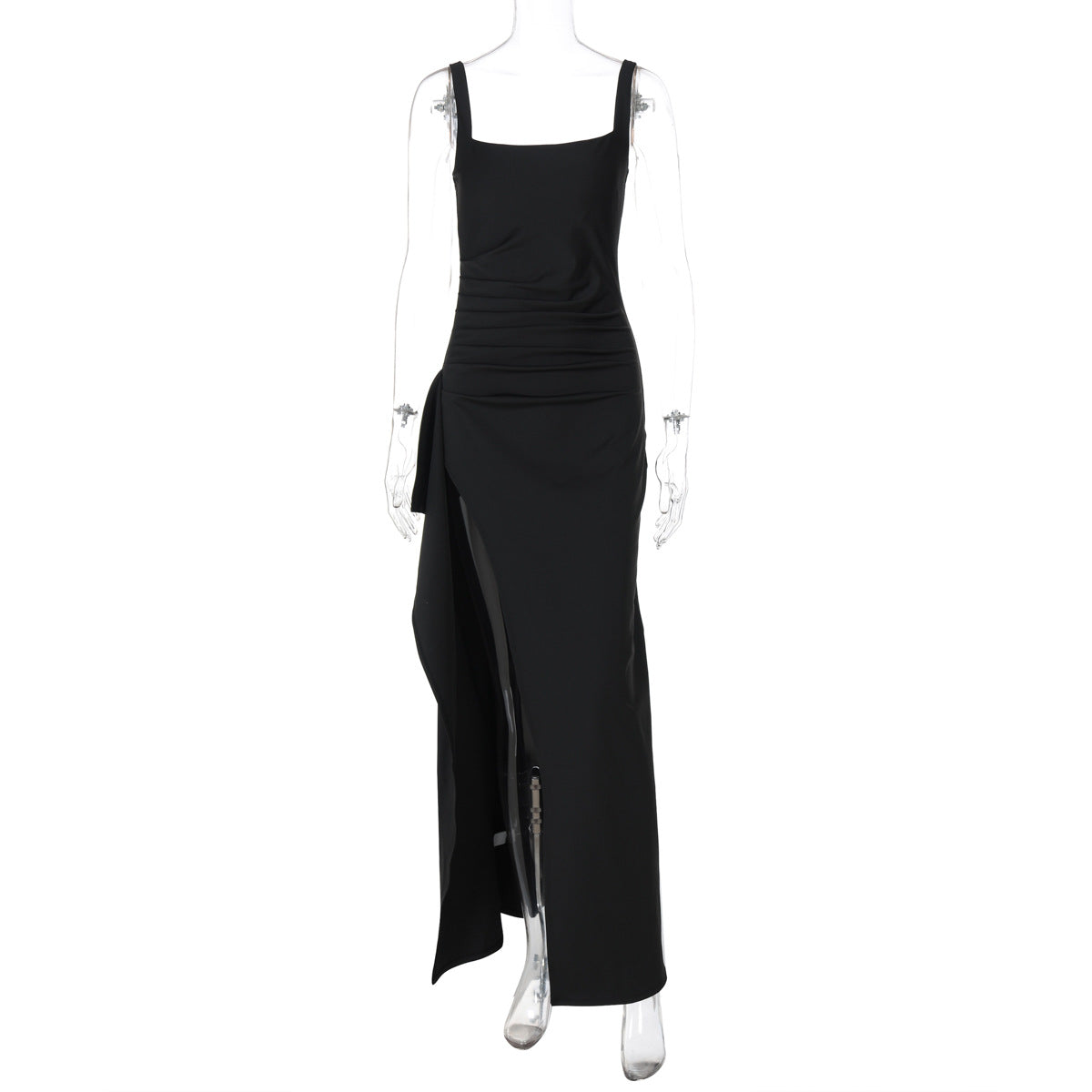 Elegant Women's High Slit Spaghetti Strap Evening Dress