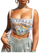 Contrasting Color Curved Hem Backless Tube Top Vest