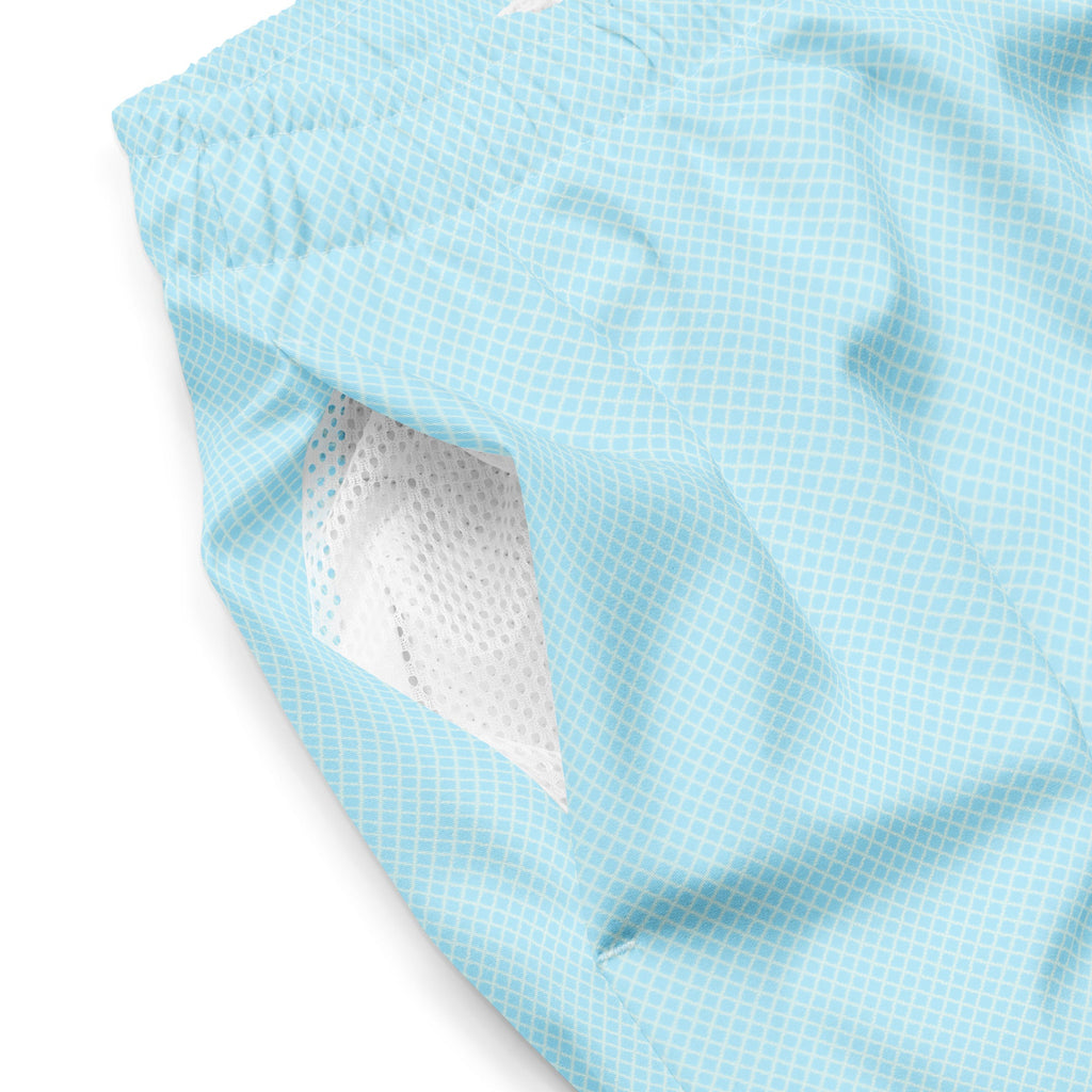 Men's Light Blue -Print Swim Trunks