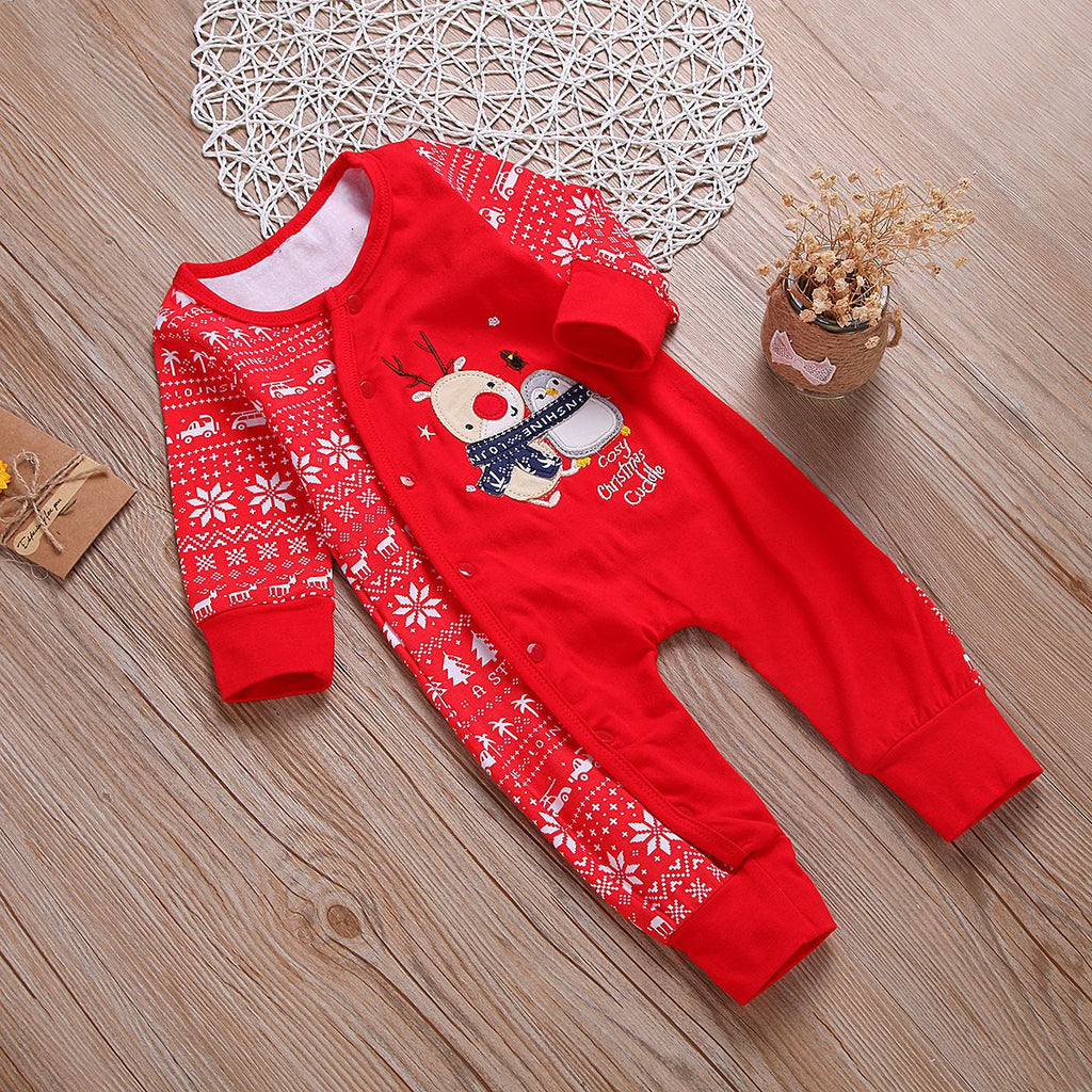 Christmas Reindeer Print Baby Romper