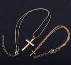 Layered Cross Pendant Necklace Set