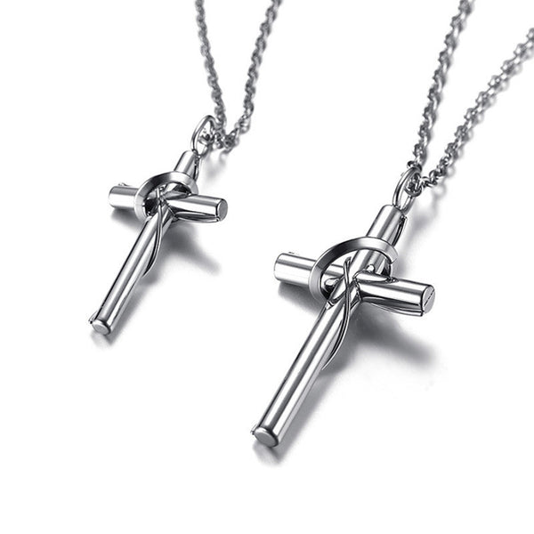 Stainless Steel Couple Cross Pendant Necklace
