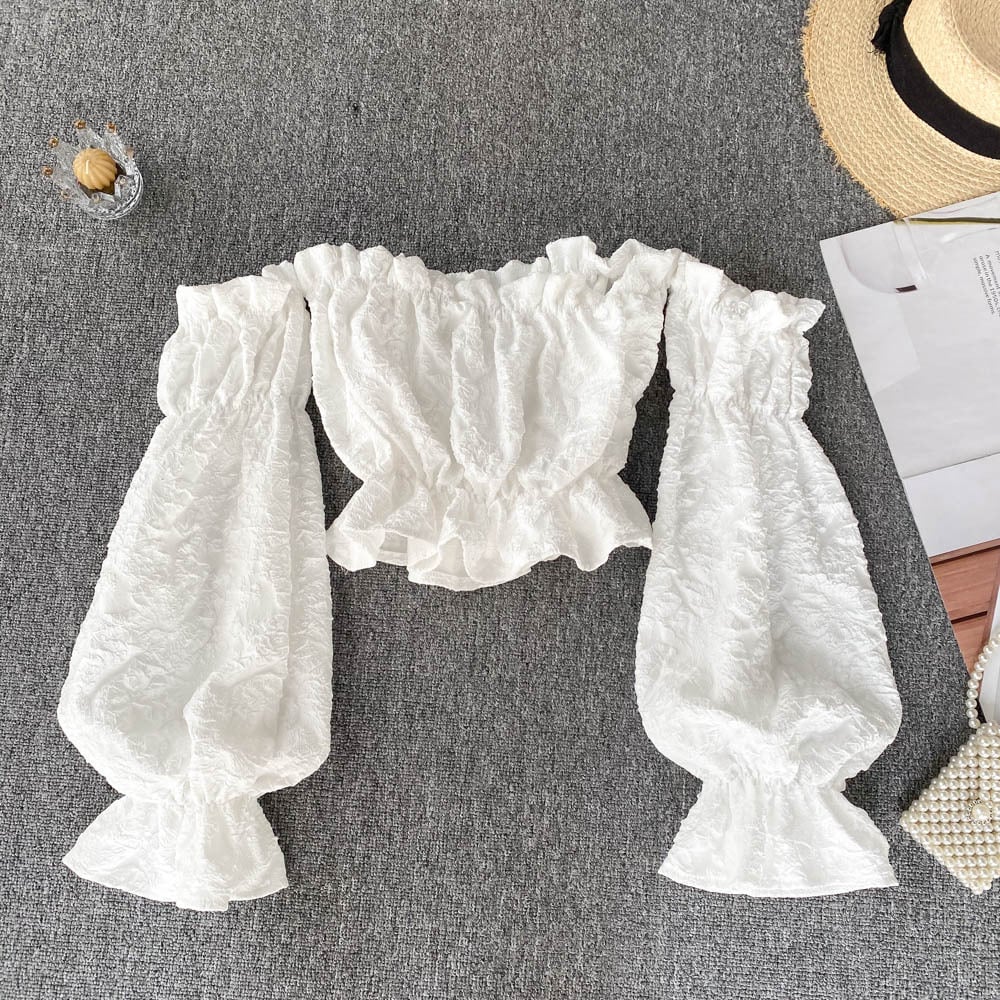 Women's High Waist One-Shoulder Tube Top Shirt