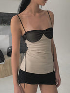 Retro Color Block Patchwork Camisole Dress