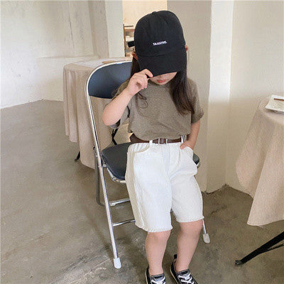 Girls' Short Sleeve T-Shirt and White Shorts Set