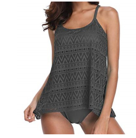 Lace Halter Swim Tankini Top