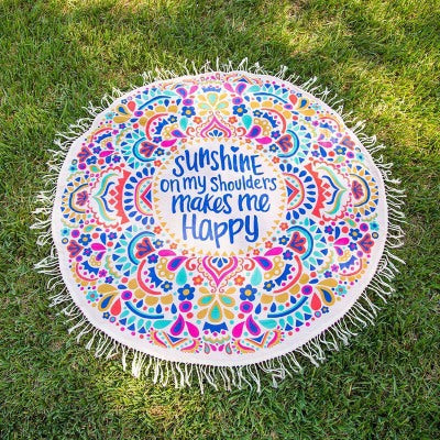 Round Fringed Mandala Beach Towel