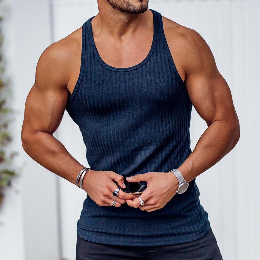 2023 Spring/Summer Men's Knitted Fitness Tank Top
