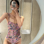 Plus Size Floral Ruched One-Piece Swimsuit