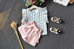 Girls Pineapple Sleeve Shorts Set