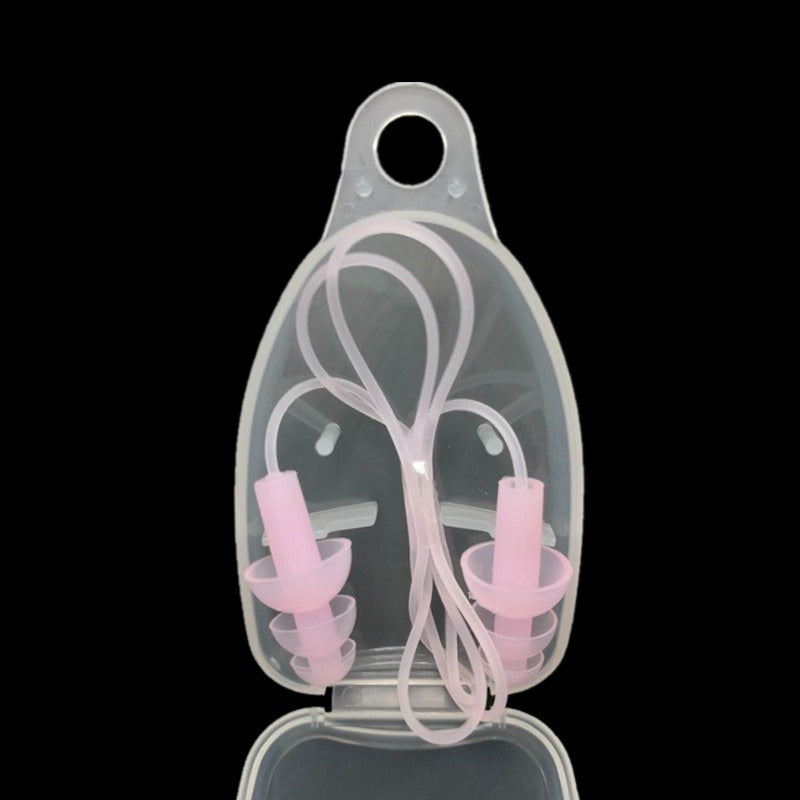 Corded Silicone Swimming Earplugs with Case