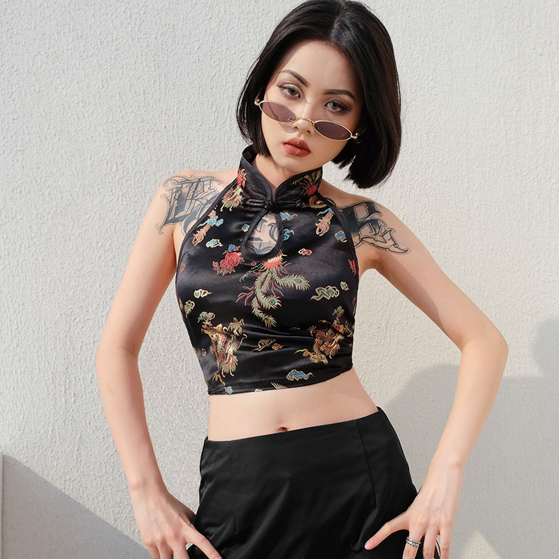 Chinese Style Neck-Hanging Tank Top - Sexy Design