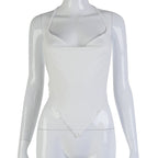 Solid Color Backless Crop Top with Tie Detail