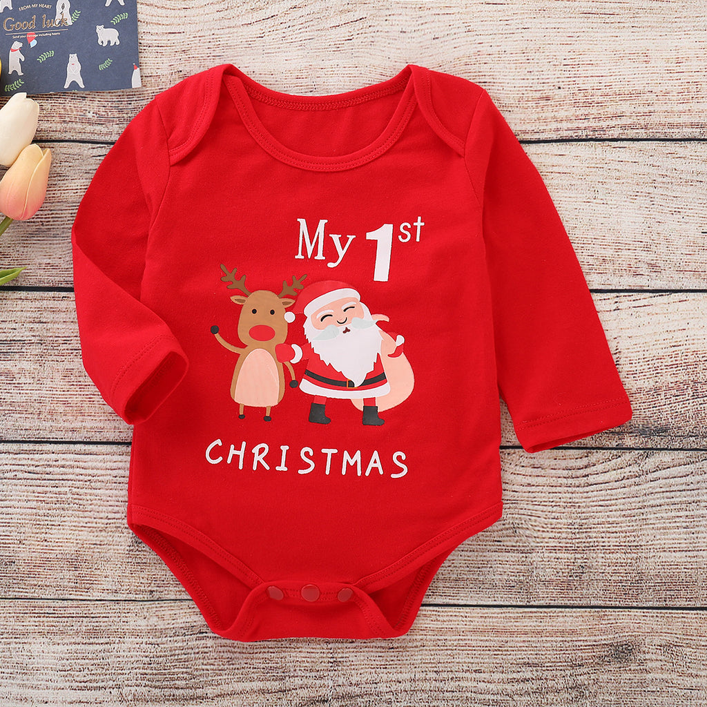 My 1st Christmas Santa & Reindeer Baby Bodysuit