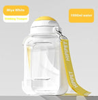Portable Dog Water and Food Dispenser 2-in-1 Travel Bottle 1000ml with Fold-Out Bowl and Food Compartment Shoulder Strap for Walks and Trips
