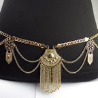 Boho Silver Tassel Waist Body Chain